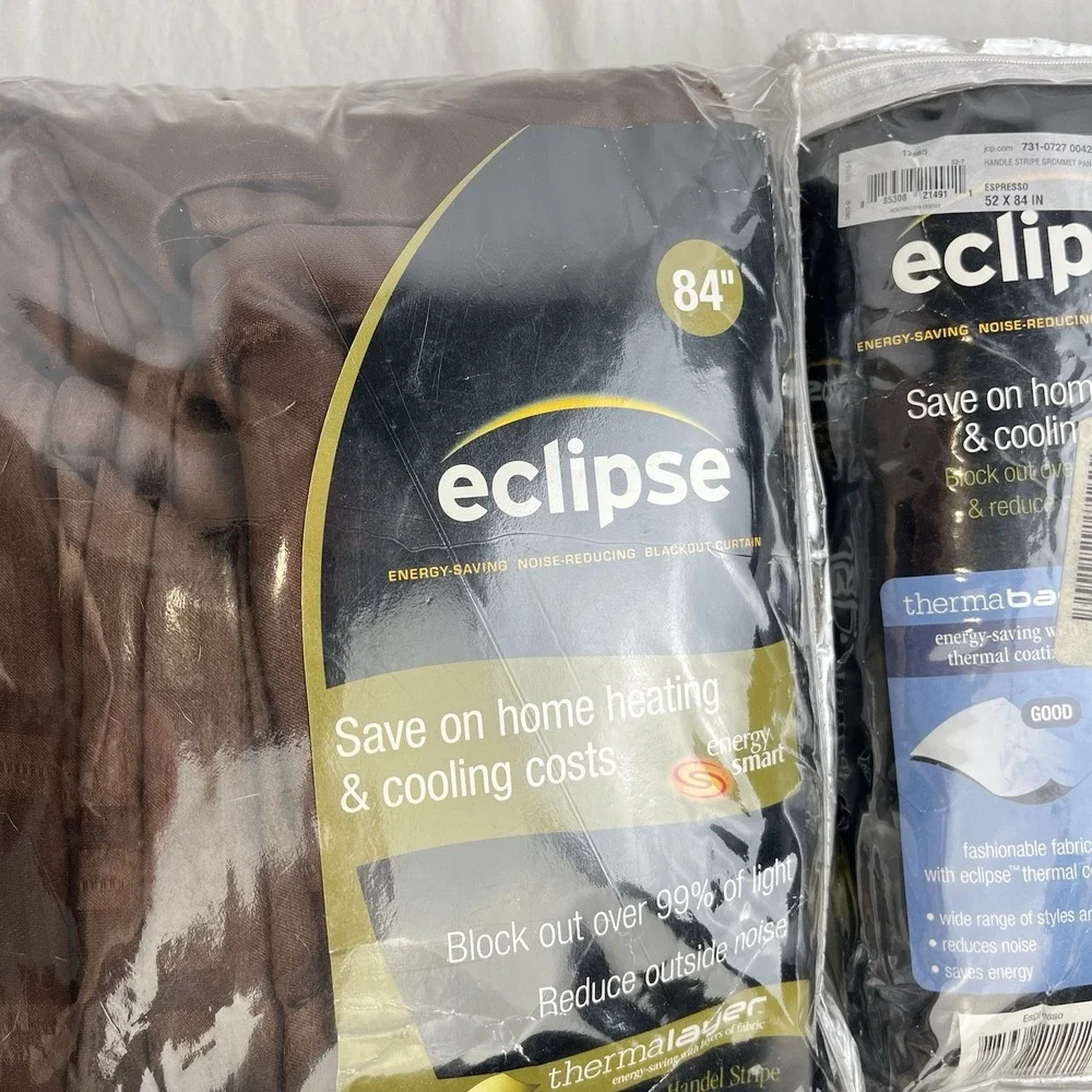 Lot Of 2 Eclipse Window Curtain Panels Espresso Brown 52x84 Blackout Thermalayer